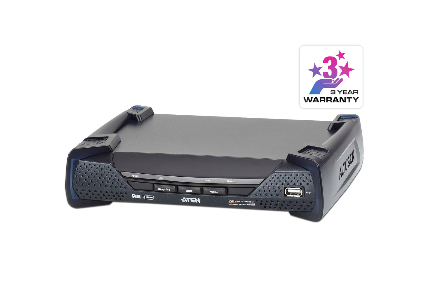 ATEN KE8952R-AX | KE8952R 4K HDMI KVM over IP Receiver, PoE+, Single Display, SFP/RJ45