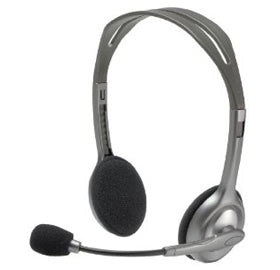 Logitech H110 silver black over-ear headset noise-cancelling mic
