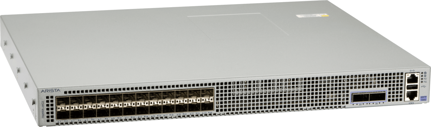 Arista DCS-7020SR-24C2-R | 24x10GbE SFP+ & 2x100GbE Uplinks, Rear-to-Front Airflow, 7020SR