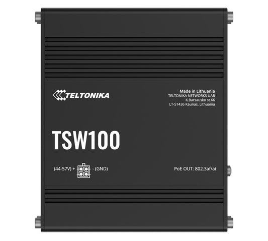 Teltonika TSW100010020 | TSW100 Industrial PoE+ Switch, 4x PoE+ Ports, 5x Gigabit Ethernet, 120W, PSU Included