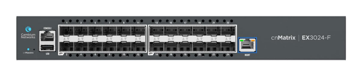 Cambium Networks MXEX3024xFxA00 | MXEX3024XFXA00 Managed L2/L3 1U Switch, 24 x 1GbE Ports, 4 x 10GbE SFP+ Uplinks