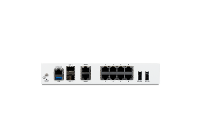 Fortinet FortiGate-81F white switch with USB, Ethernet ports, power connectors