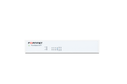 White Fortinet FortiGate 81F with 8 GE RJ45 ports and sleek design