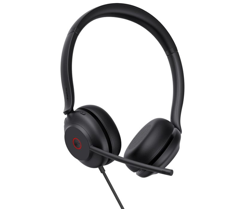 Black yealink uh35-d-ms-c/a over-ear headset with noise cancelling mic and usb-c/a adapter for ms teams use