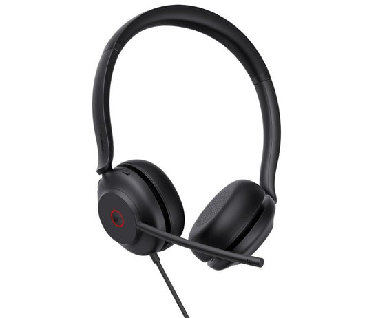 Black yealink uh35-d-ms-c/a over-ear headset with noise cancelling mic and usb-c/a adapter for ms teams use