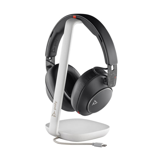Poly 8G7T7AA | Voyager Surround 85 UC USB-C Headset, USB-C/A Adapter, Charging Stand
