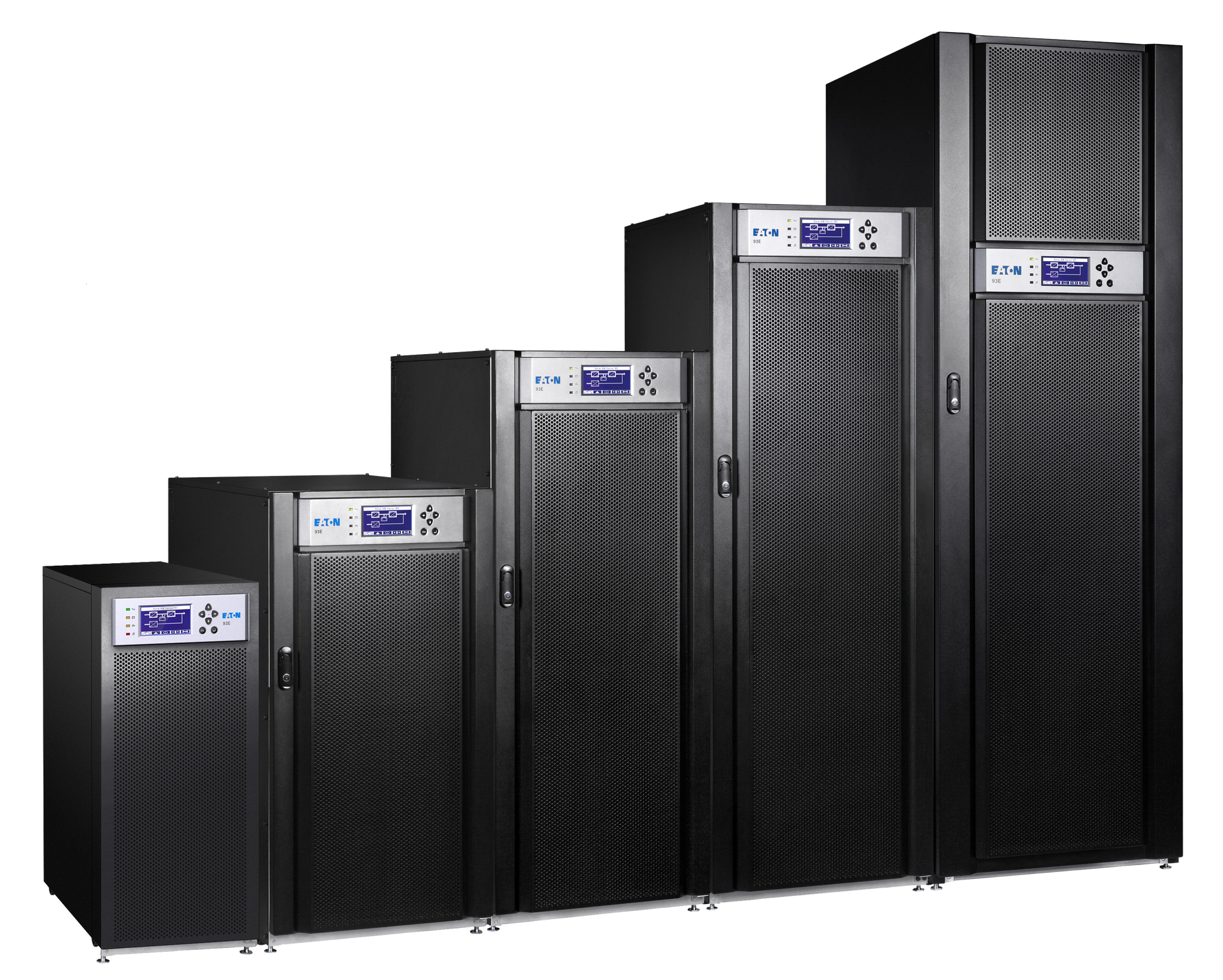 Eaton SPM 160-200-3 server racks with perforated metal, panels, logos