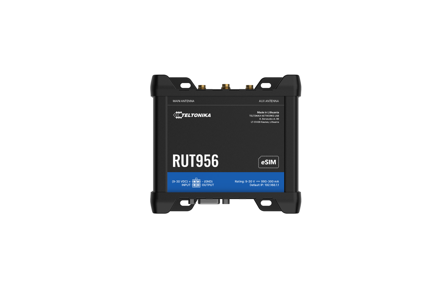 Teltonika RUT956730700 | RUT956 Industrial 4G LTE Router, Dual-SIM, eSIM, GPS, 4x Ethernet