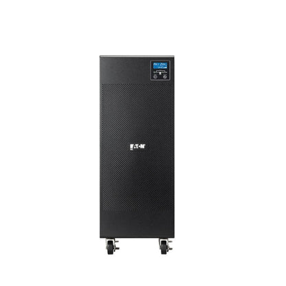 Black metal Eaton 9E10KIXL server rack with perforated front panel and digital display 10kVA online UPS
