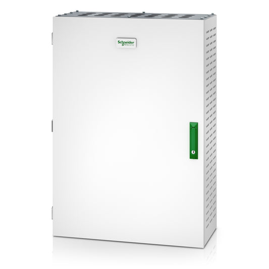 White Schneider Electric APC E3MBPAR60K200H parallel maintenance bypass panel with green handle and perforated side panels