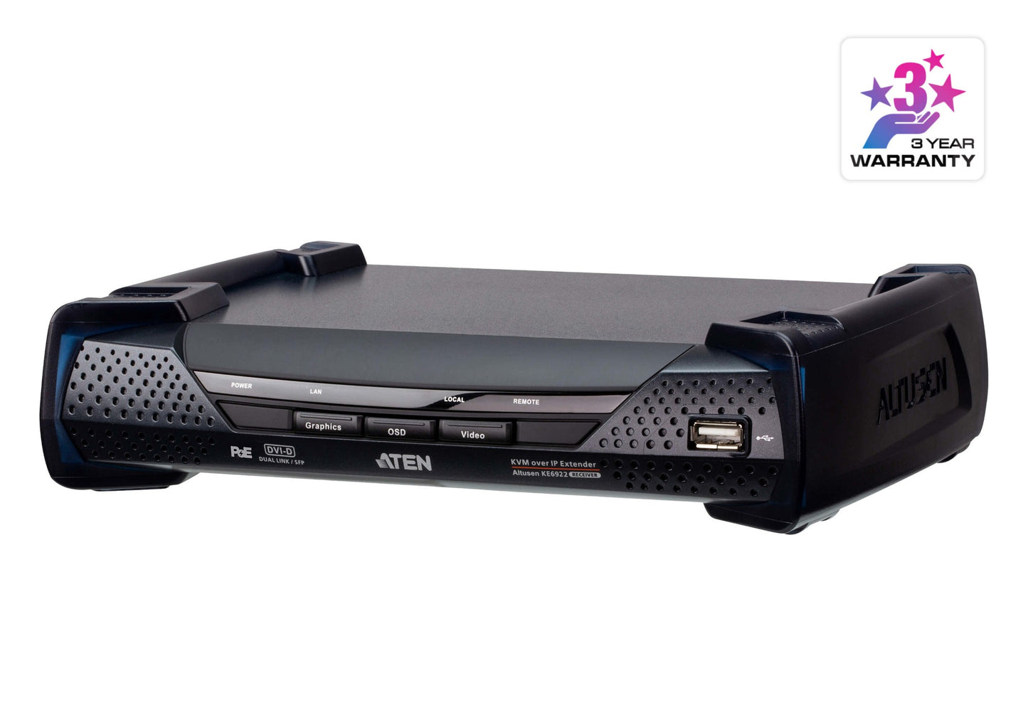 ATEN KE6922R-AX | KE6922R KVM over IP Receiver, DVI-D Dual-Link, 2 x SFP, PoE (2560x1600)
