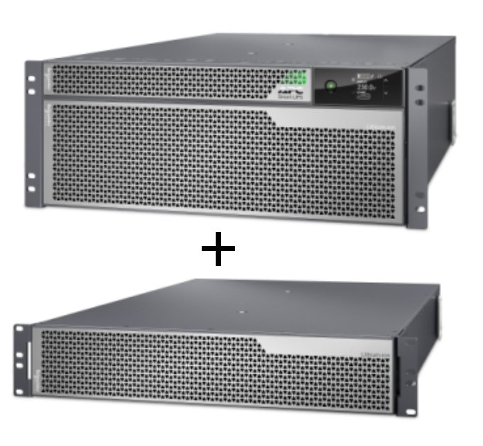 APC SRTL8KRM4UI-EBM 8000VA UPS black metal rack with green LEDs