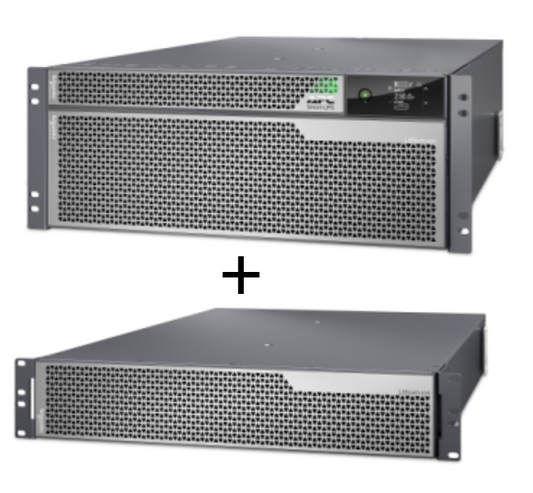 APC SRTL8KRM4UI-EBM 8000VA UPS black metal rack with green LEDs