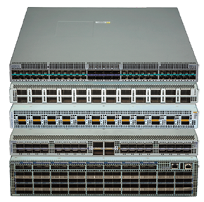 Arista DCS-7280SR3K-48YC8A-F stack of four 48x25G 8x100G switches