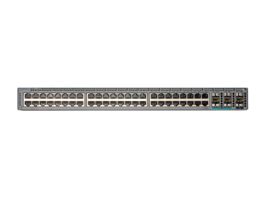 Gray metal arista ccs-720xpm-48th-6sy# 48-port gigabit poe+ switch with multiple ethernet ports and blue led indicator