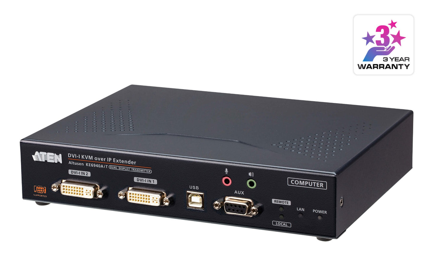 ATEN KE6940AiT-AX-U | KE6940AiT KVM over IP Transmitter, Dual DVI-I Dual-Display, USB HID