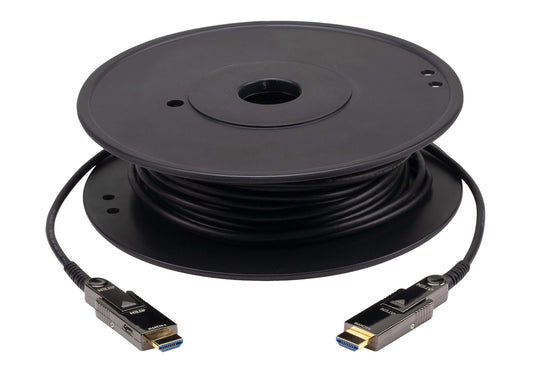 Black aten ve7833a-at true 4k active optical hdmi cable 30m neatly wound on spool with gold-plated type-a connectors