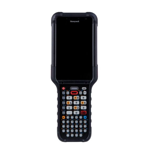 Black Honeywell CK67 handheld scanner with rugged casing, colorful keys, 2D imager