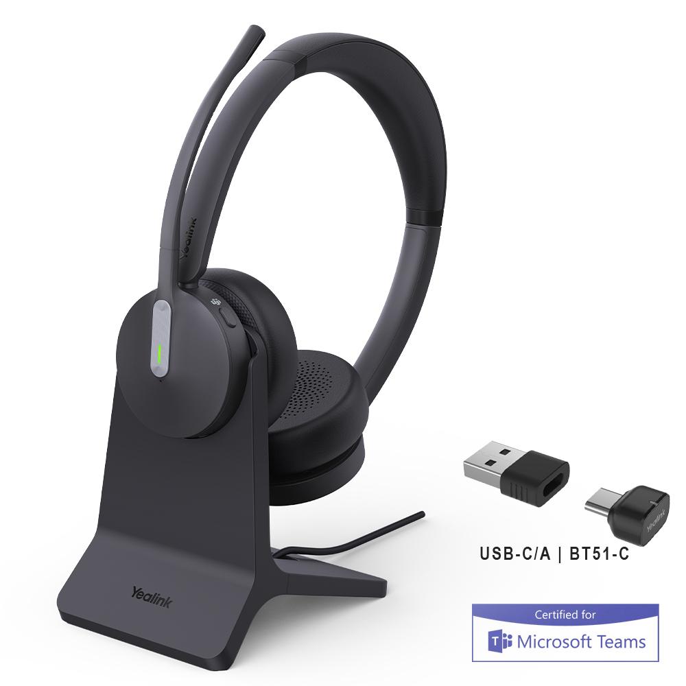 Yealink BH70-D-CH-MS-C/A black wireless Bluetooth headset with soft earcups