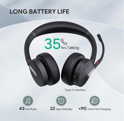 Yealink BH70-D-UC-C black wireless over-ear headset with USB-C port and mic