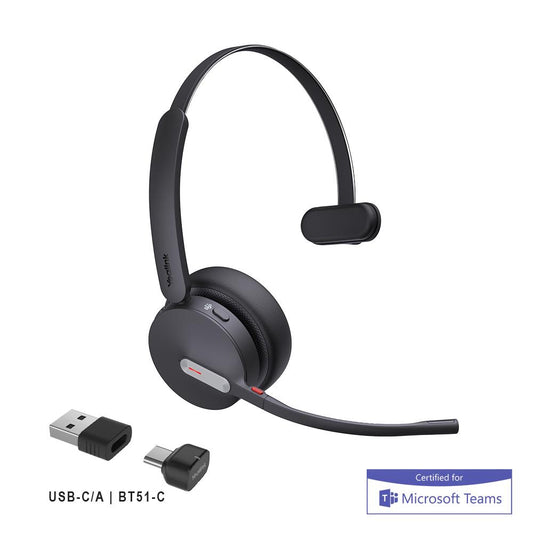 Yealink BH70-M-CH-MS-C/A black MS mono Bluetooth headset with mic and USB-C