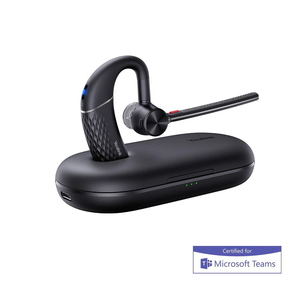 Yealink BH71-P-C/A black wireless mono headset on charging base