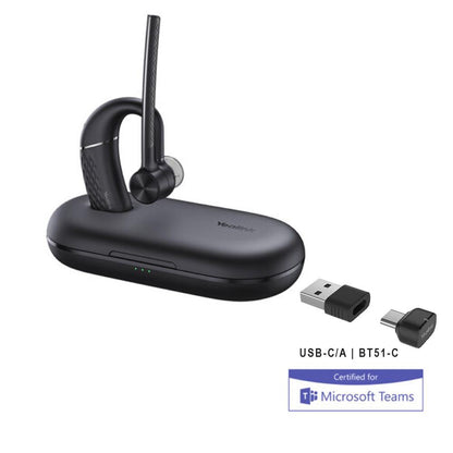 Yealink BH71-PRO MS Mono BT Headset in black charging case with dongle