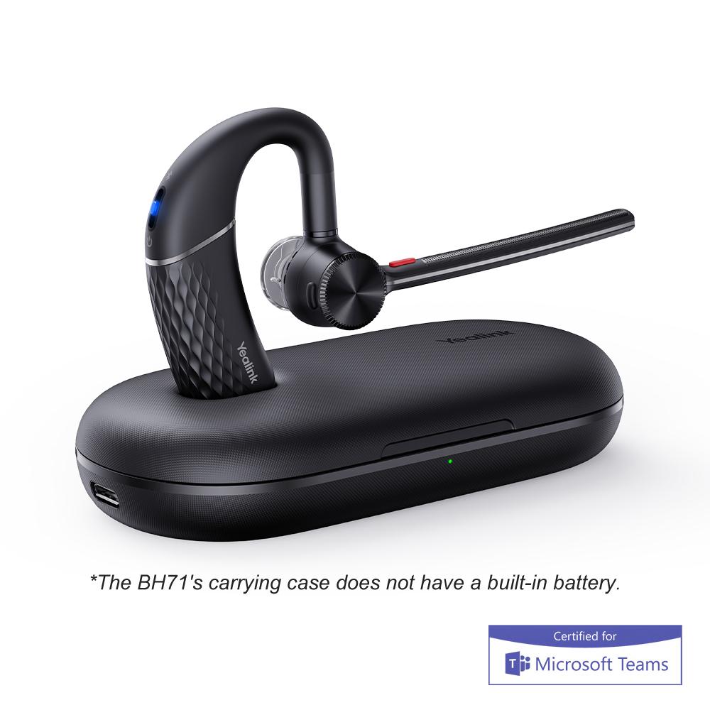 Yealink BH71 mono Bluetooth headset in USB-C charging case