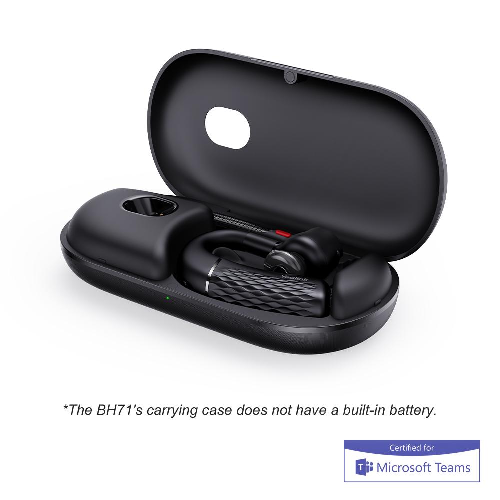 Yealink BH71-WS-P-C/A black mono Bluetooth headset in charging case