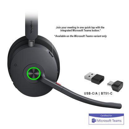 Yealink BH74-MS-C/A wireless ANC headset with green button and mic boom