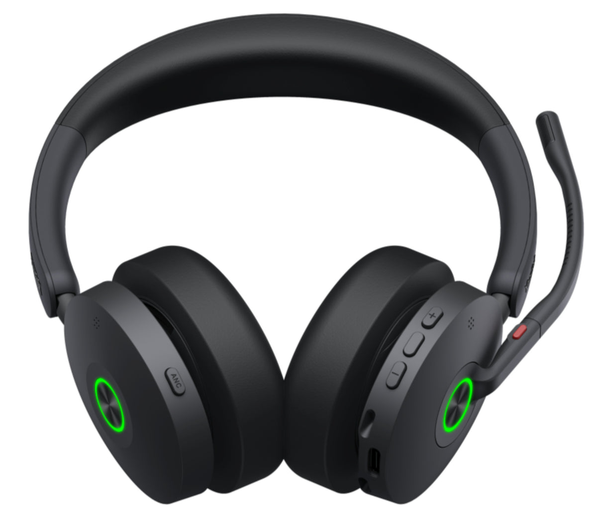 Yealink BH74 black wireless UC stereo headset with green LED earcup lights