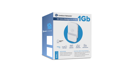 Cambium Networks cnWave 60GHz 1Gbps bridge-in-a-box in blue white box