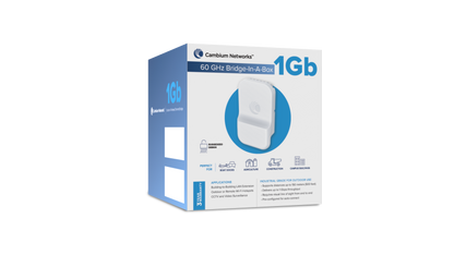Cambium Networks cnWave 60GHz 1Gbps bridge-in-a-box in blue white box