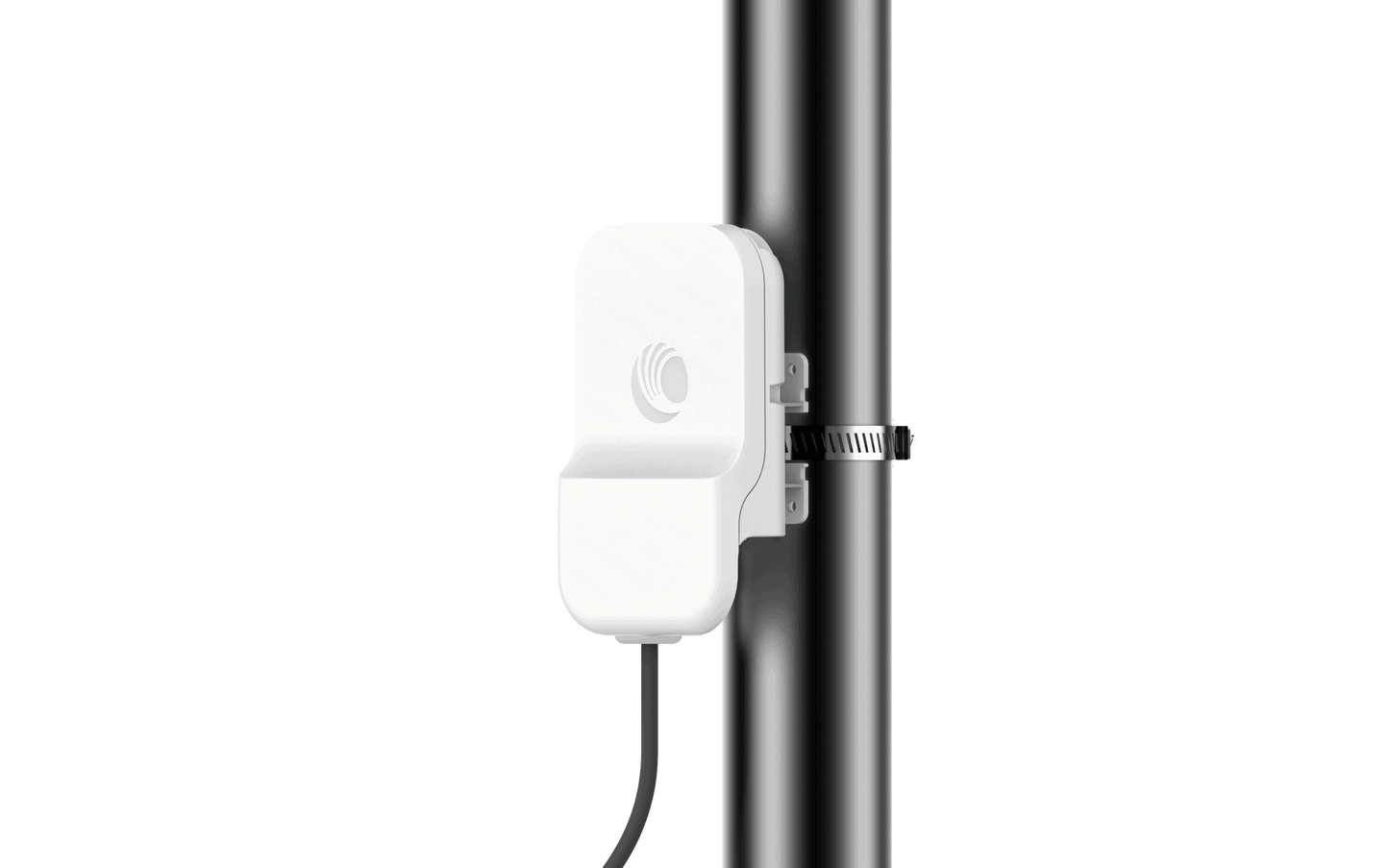Cambium cnWave 60GHz white rectangular wireless access point on pole