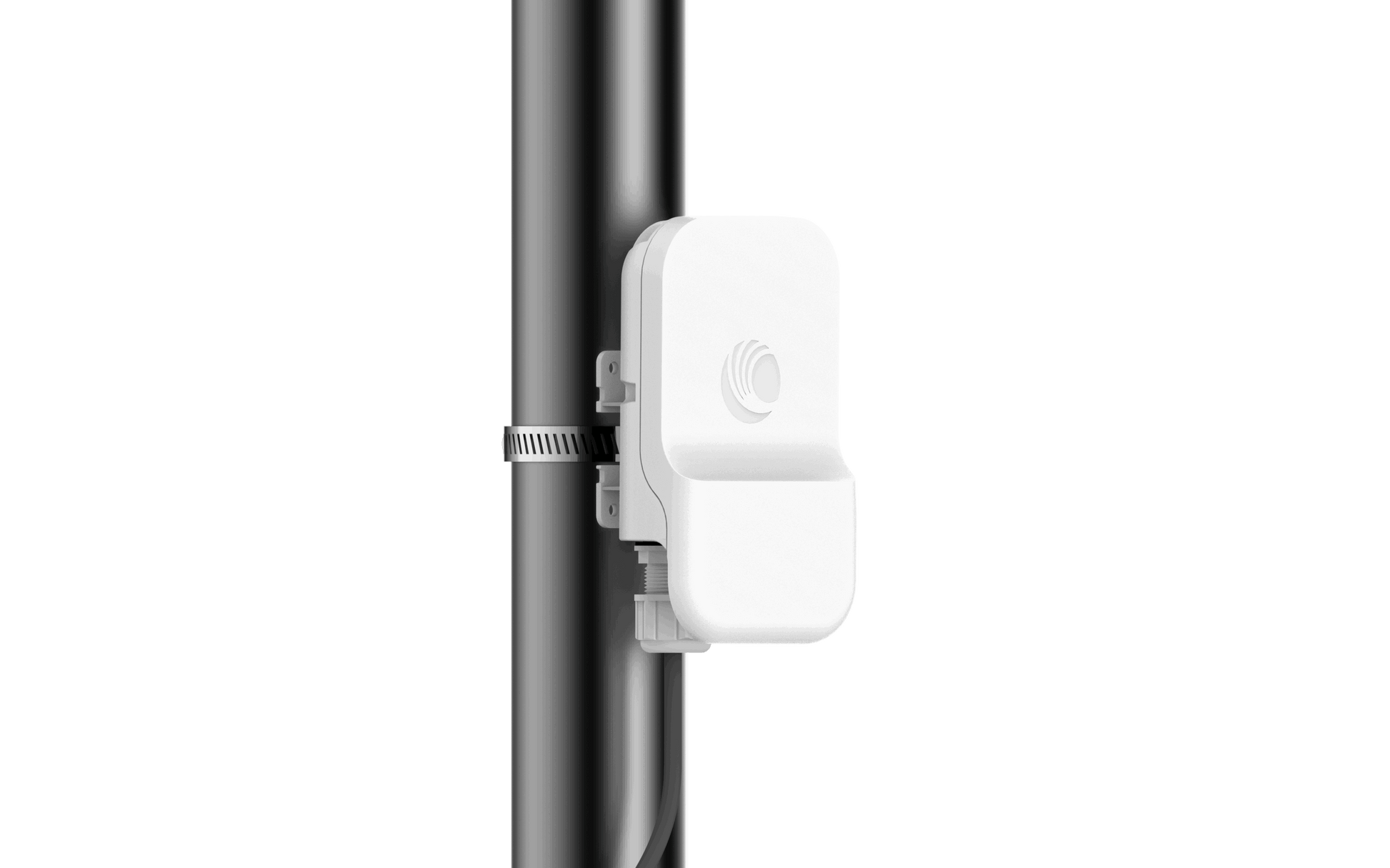 Cambium cnWave 60GHz white rectangular wireless access point on pole