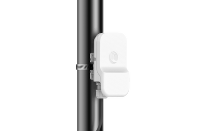 Cambium cnWave 60GHz white rectangular wireless access point on pole