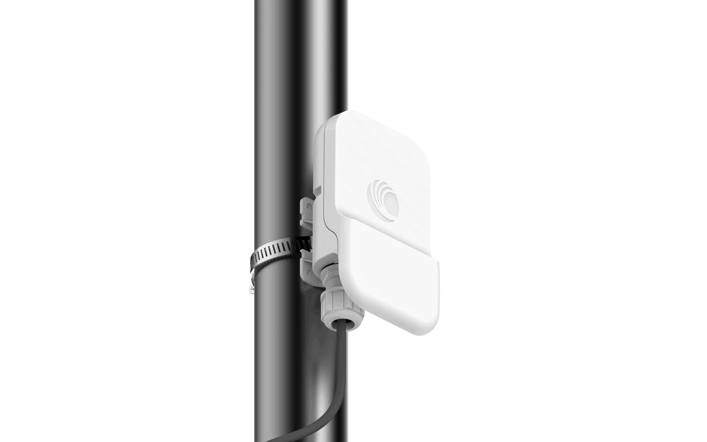 Cambium cnWave 60GHz white outdoor access point mounted on pole