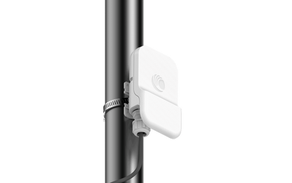 Cambium cnWave 60GHz white outdoor access point mounted on pole