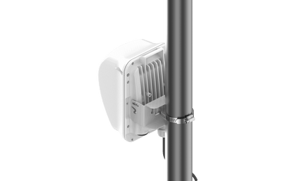 Cambium cnWave 60GHz bridge white outdoor AP on pole with cooling fins