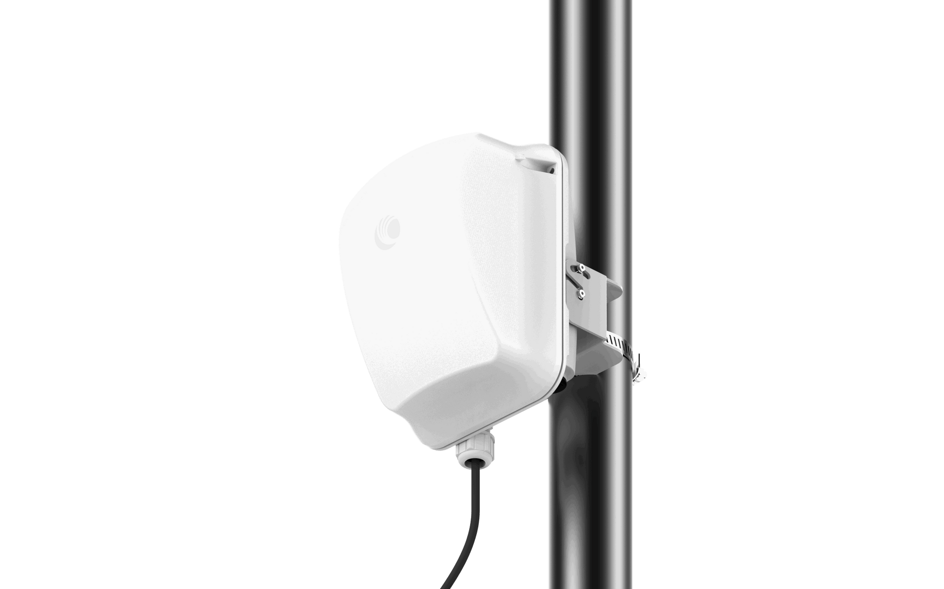 Cambium cnWave 60GHz white wireless access point on metal pole