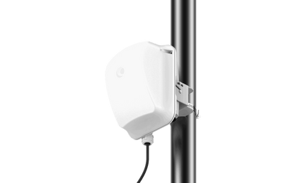 Cambium cnWave 60GHz white wireless access point on metal pole