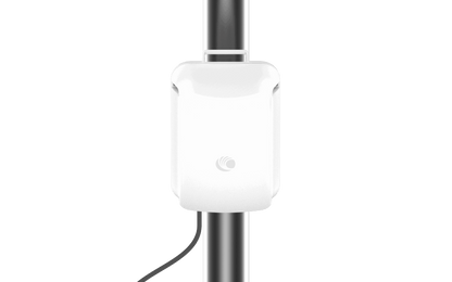 Cambium cnWave 60GHz white wireless access point on metallic pole