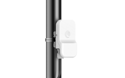 Cambium cnWave 60GHz white rectangular wireless access point on pole