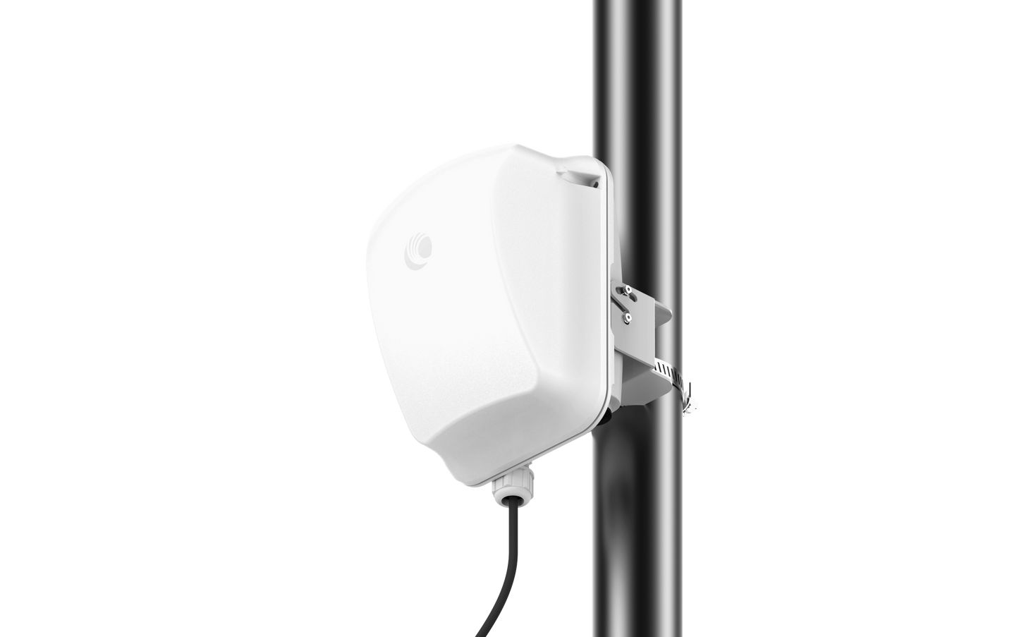 Cambium cnWave 60GHz white wireless access point on metal pole