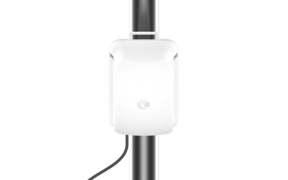 Cambium cnWave 60GHz white wireless access point on metallic pole