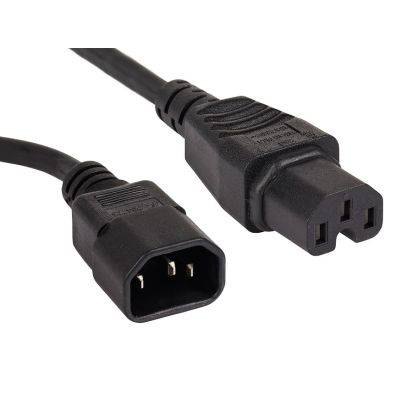 Black IEC C14 to C15 power cable CAB-C15-CBN 1.85m 250V high-temp