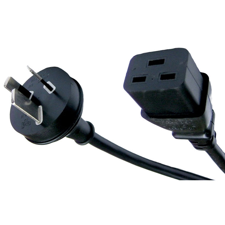 16A Australian 3-Pin to IEC C19 Power Cable | 1.8M | Black