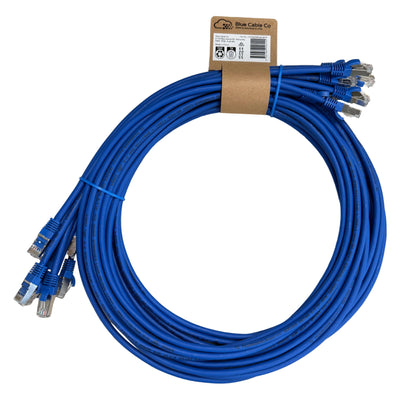Blue CAT6A S/FTP slim Ethernet cable with RJ45 connectors, 0.5M to 5M