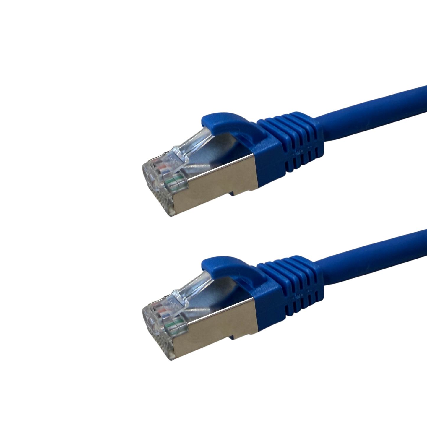 Blue CAT6A S/FTP slim LSZH Ethernet patch cable with RJ45 connectors