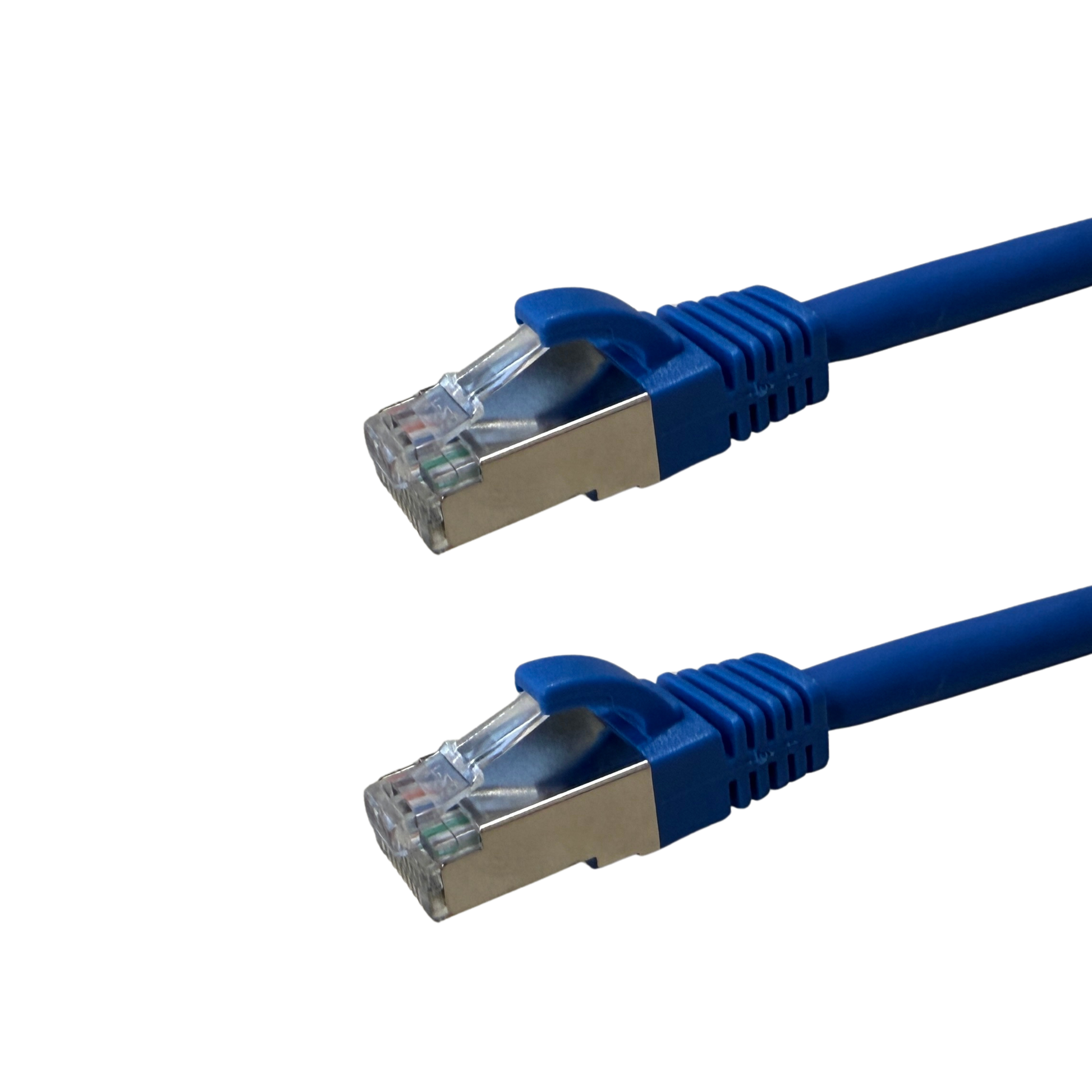 Blue CAT6A S/FTP slim LSZH Ethernet patch cable with RJ45 connectors
